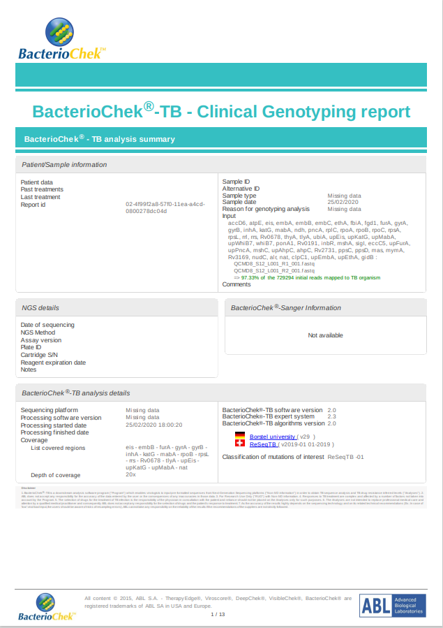 SANGER Dizileme için (Viroscore® CE-IVD)